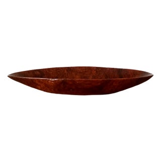 Brutalist Oblong Wooden Bowl, 1950s For Sale
