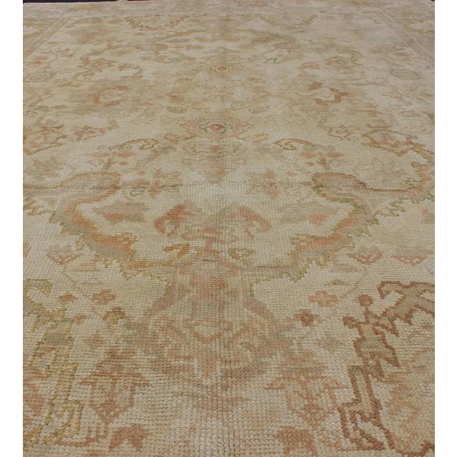 Antique Turkish Oushak Rug by Keivan Woven Arts in Beige Green and Copper For Sale - Image 11 of 12
