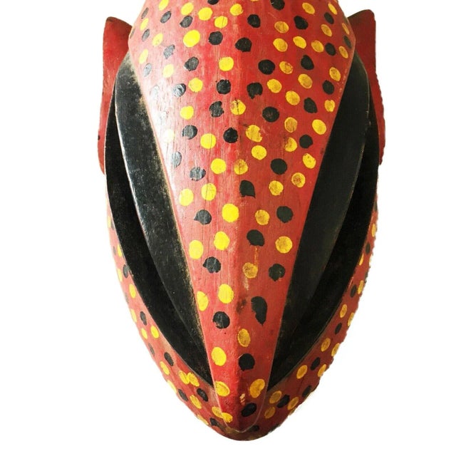 Vintage African Lg Colorful Leopard Mask Bozo Bamana 14" H For Sale - Image 9 of 9