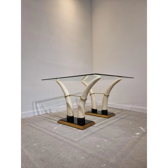 Glass Square Italian Faux Tusk Dining Table, 1970s For Sale - Image 7 of 15