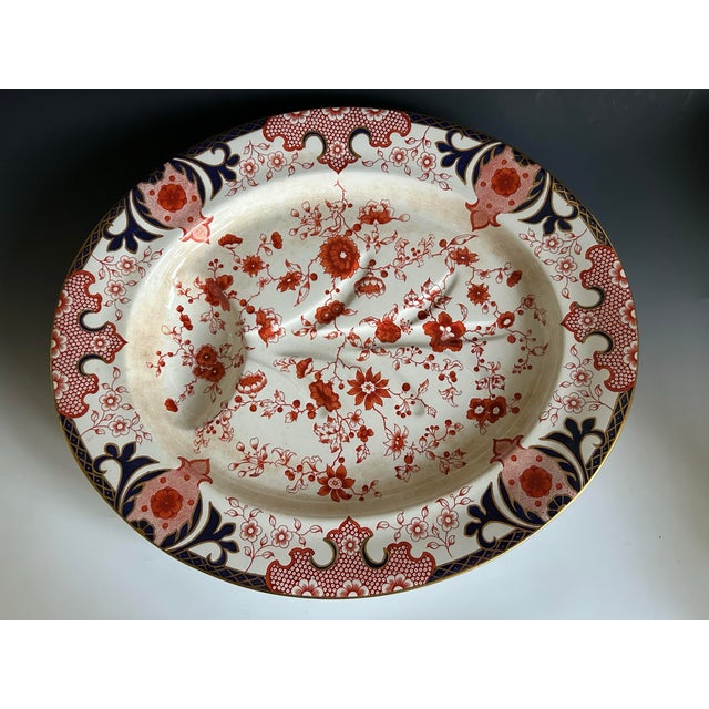 Offering a large antique Royal Crown Derby meat turkey platter. Made in England. Pattern number 2149. It features cobalt...