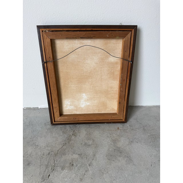 1980's Vintage Haitian Lake Scene Canoeing Oil Paint on Canvas - Framed For Sale - Image 9 of 9