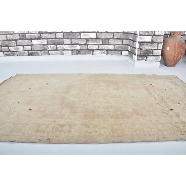 Beige Faded Red and Beige Vintage Carpet For Sale - Image 8 of 10