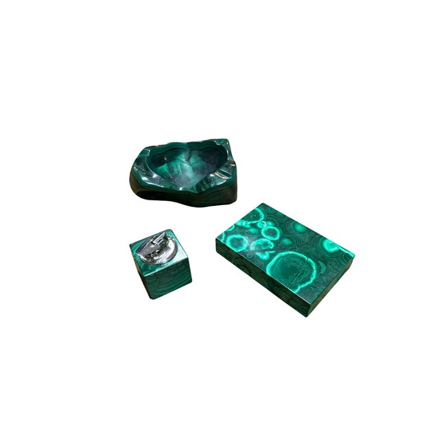 Gemstone Malachite Smoking Set, 1970s, Set of 3 For Sale - Image 7 of 7