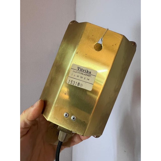 Glass and Brass Wall Lamp from Vitrika For Sale - Image 3 of 10