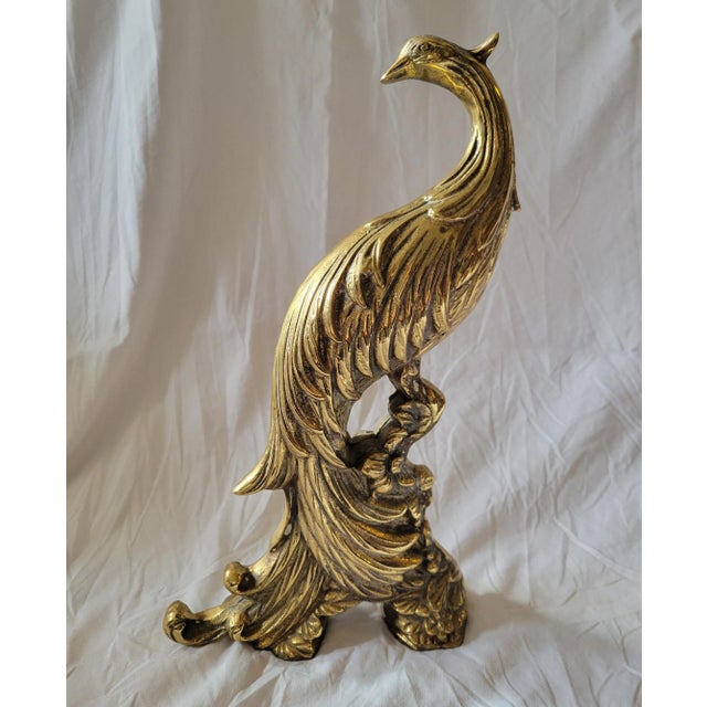 Vintage Regency Style Brass Phoenix Figures- a Pair For Sale - Image 6 of 11