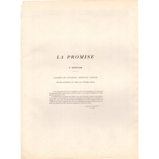 Paper Fernand Louis Gottlob, La Promise, Lithograph on Paper For Sale - Image 7 of 10