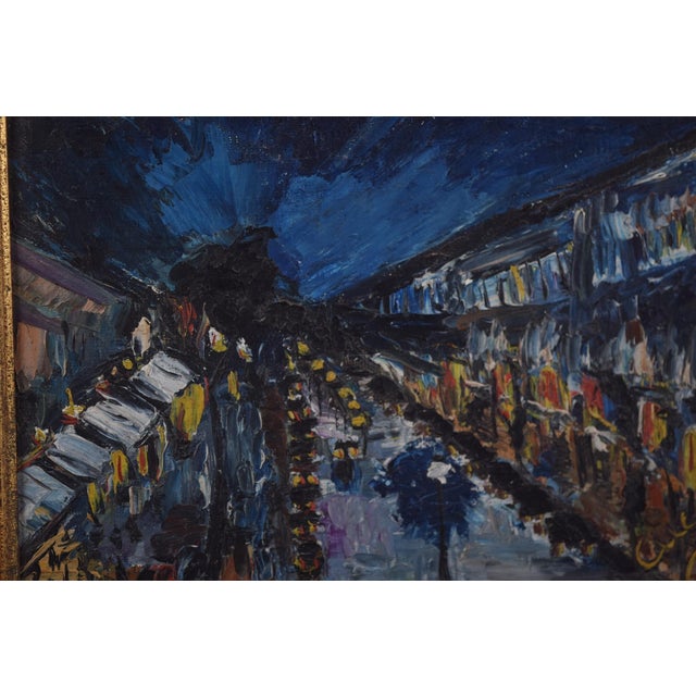 1950s Cuca, Impressionist Night Street Scene, Oil Painting, Framed For Sale - Image 5 of 10