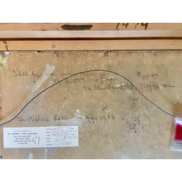 "Yellow Hibiscus" Still Life Framed Oil Painting by Ruth Erb Hoffman, c.1956 For Sale - Image 9 of 11