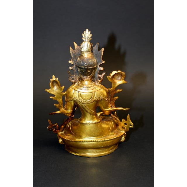 Gilt Bronze Tibetan Green Tara For Sale - Image 11 of 13