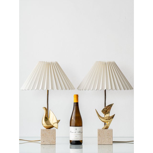 Gold Philippe Jean Sculptural Brass Bird Table Lamps, Signed Limited Editions, 1980, Set of 2 For Sale - Image 8 of 18