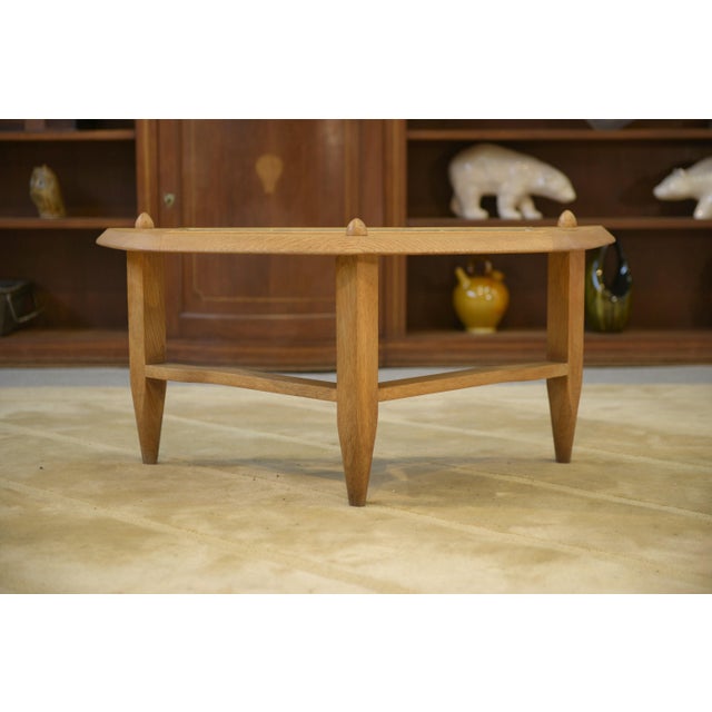 Oak and Ceramic Coffee Table by Guillerme et Chambron for Votre Maison, 1950s For Sale - Image 10 of 11