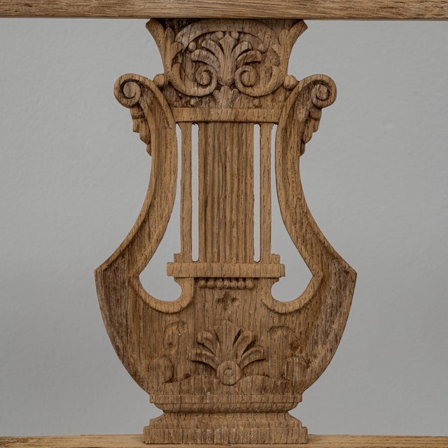 19th Century French Neoclassical Oak Upholstered Armchair With Lyre Back For Sale - Image 14 of 18