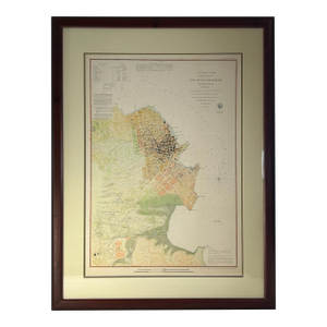 Framed Mid 19th Century United States Coast Survey, City of San Francisco and Its Vicinity California - 1 Piece