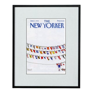 1985, "Setting Sail", Original New Yorker Cover by Arnie Levin, Framed, Sailing For Sale
