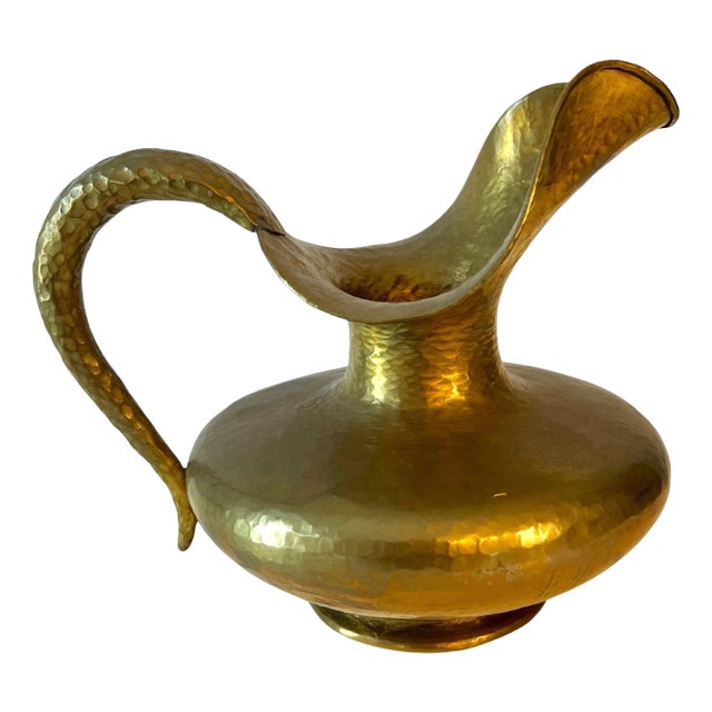 Italian Egidio Casagrande Hammered Brass Pitcher For Sale