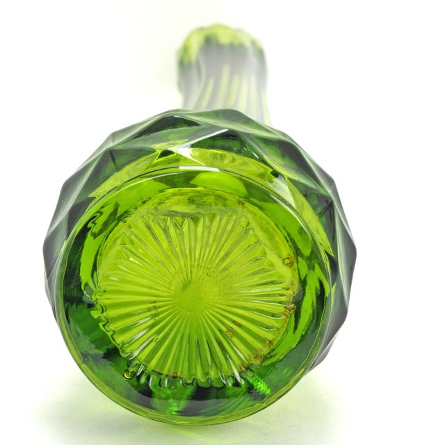 Mid Century Green Ribbed Swung Glass 15 in Vase l.e. Smith Circa 1960 For Sale - Image 9 of 9