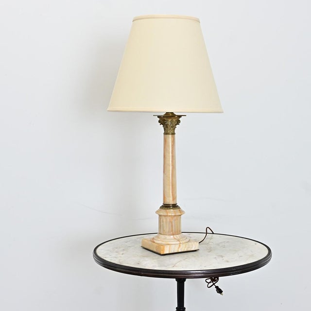 Metal 19th Century French Onyx & Brass Corinthian Column Table Lamp For Sale - Image 7 of 11