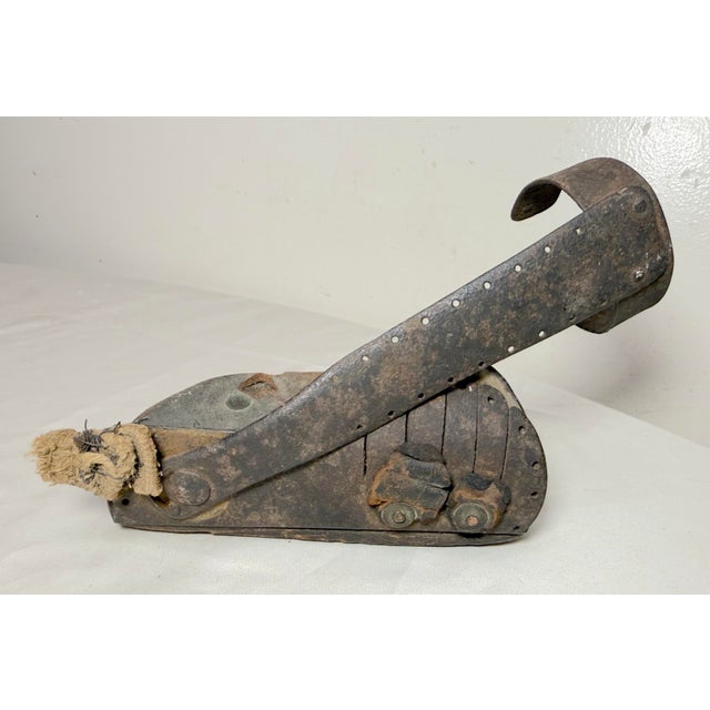 Rare Antique Early 19th Century \ Wrought Iron Wood Childs Leg Foot Brace Cast For Sale - Image 4 of 13
