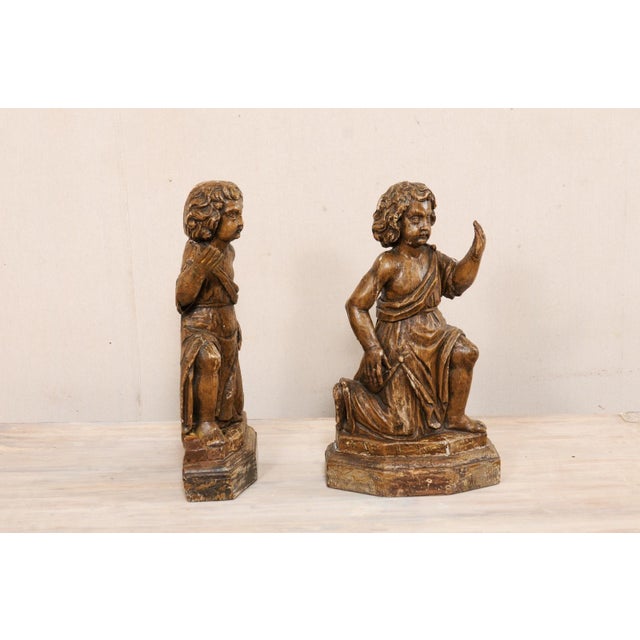 French Carved-Wood Putti Figures, 19th Century - A Pair For Sale - Image 10 of 11