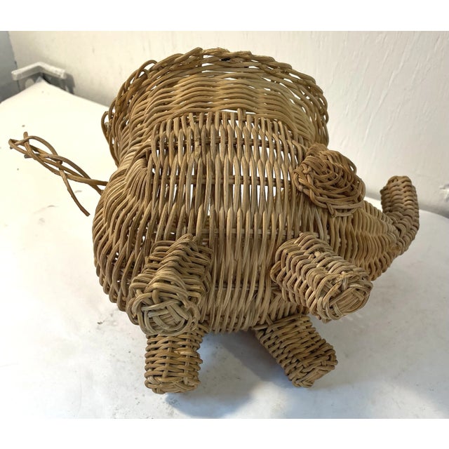 Vintage Wicker Elephant Shaped Planter Basket For Sale In Dallas - Image 6 of 9