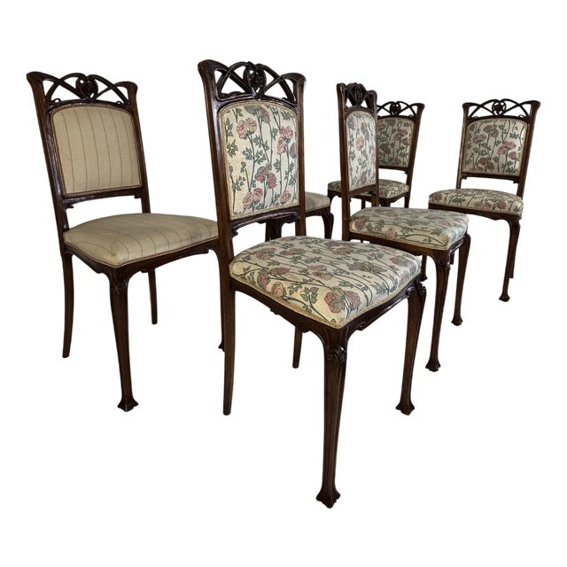 Antique Liberty Chairs by Vittorio Valabrega, 1902, Set of 6 For Sale