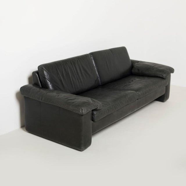 Conseta 3-Seater Sofa in Black Leather from Cor, Germany, 1970s For Sale - Image 6 of 11