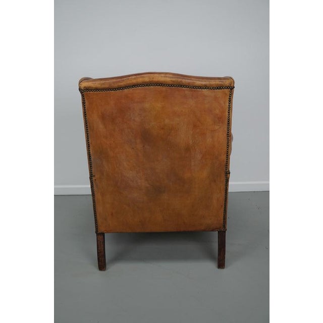 Set of Vintage Dutch Cognac Leather Club Chair and Ottoman For Sale - Image 18 of 18
