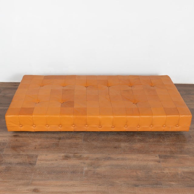 Mid Century Leather Day Bed Large Ottoman, Denmark Circa 1980 For Sale - Image 4 of 10