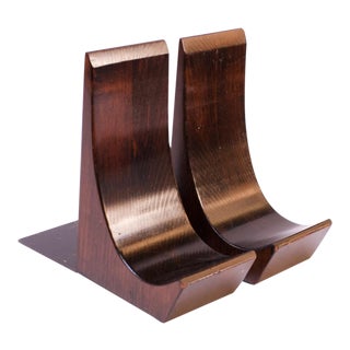 Pair of Mid-Century Stained Pine Bookends For Sale