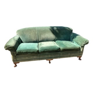 Sofa Early 20th Century Reupholstered in Green Velvet For Sale