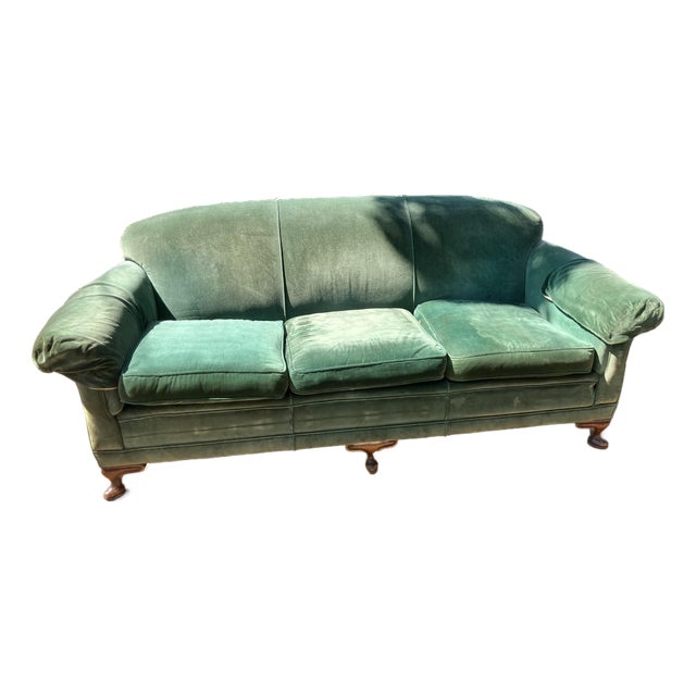 Sofa Early 20th Century Reupholstered in Green Velvet For Sale