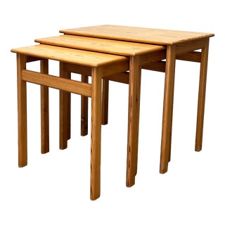 Mid-Century Modern Pine Nesting Tables from Asko, Finland, 1960s, Set of 3 For Sale