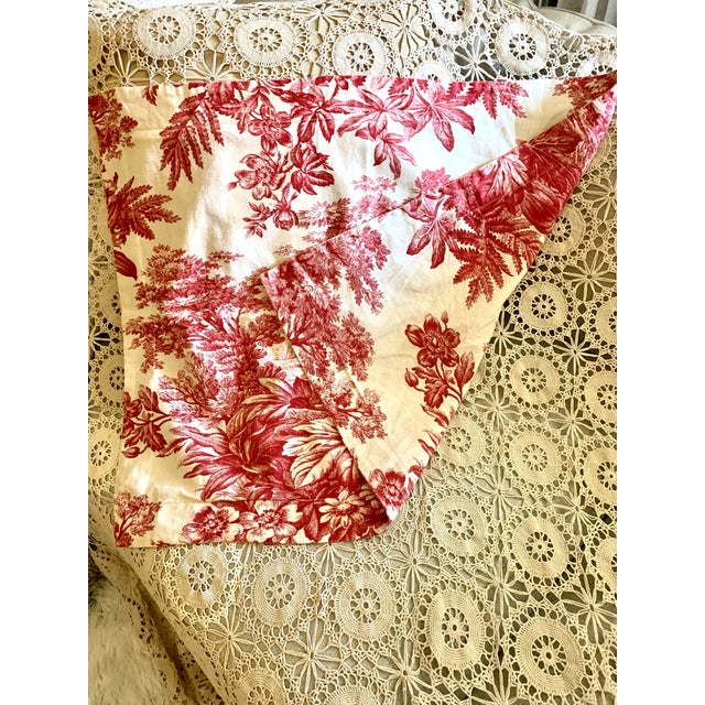 Pair Pottery Barn 2006 Matine Pillowsham Red Toile Floral Classic Traditional French Country Standard Size For Sale - Image 10 of 12