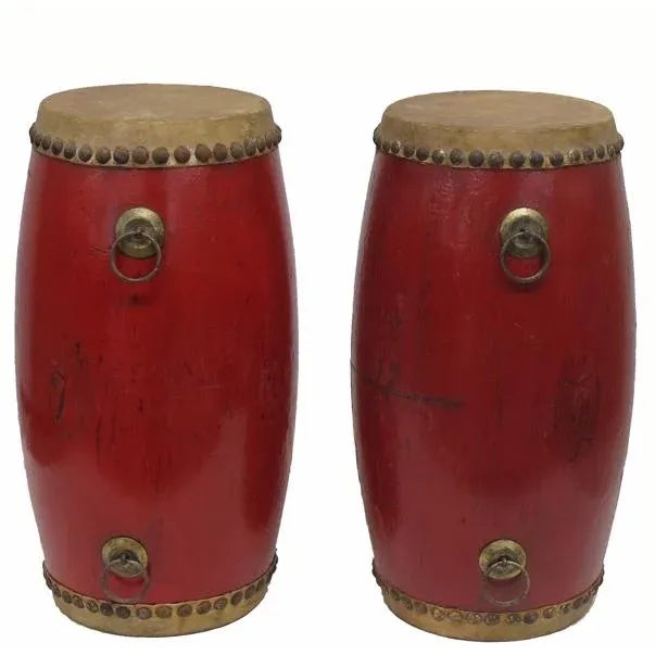 1950s 1950s Small Red Drums- a Pair For Sale - Image 5 of 5