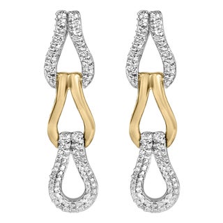 Gold Vermeil 1/10 Cttw Diamond Bold Knot Link Earrings, Pair For Sale