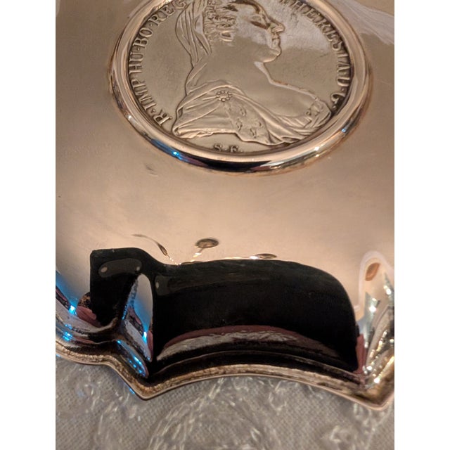 Early 20th Century Sterling Silver Small Dish Tray With Maria Theresa Thaler For Sale - Image 11 of 14