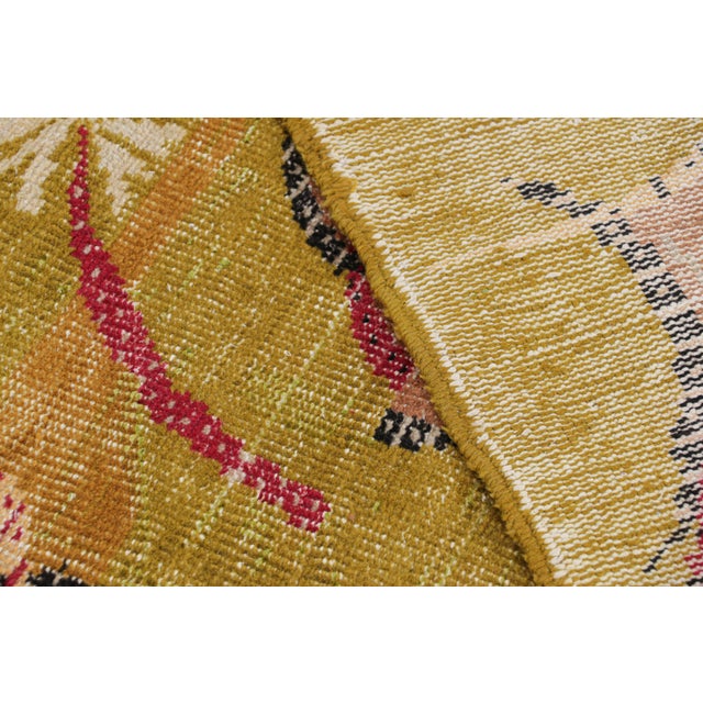 Textile Vintage Zeki Müren Rug in Chartreuse With Floral Medallion, From Rug & Kilim For Sale - Image 7 of 8