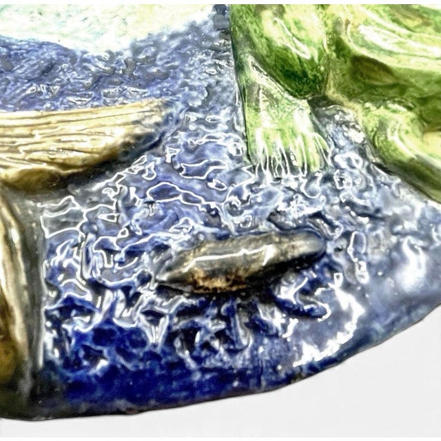 Antique François Maurice French Palissy Majolica Snake Fish Platter Plaque 1880 For Sale - Image 12 of 12