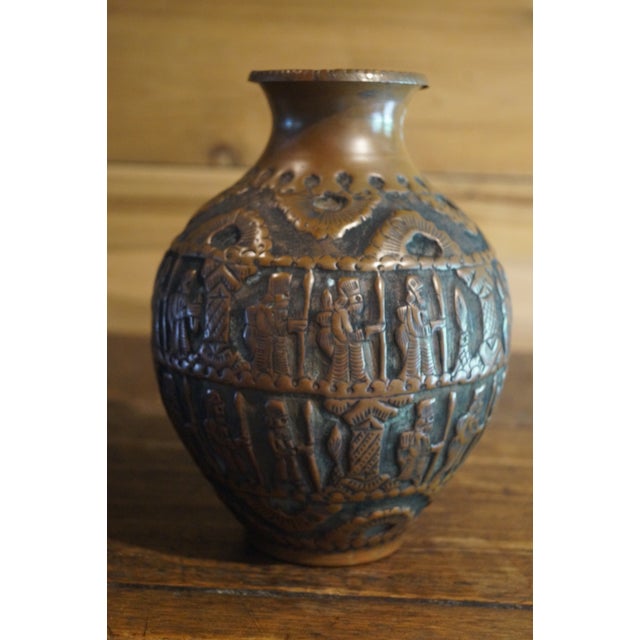 Mid 20th Century Copper Repousse Figural Vase For Sale - Image 4 of 9