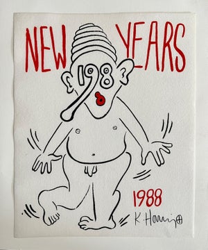Keith Haring, New Years 1988, Keith Haring Pop Art Nude Color Silkscreen Print Invitation, 1988