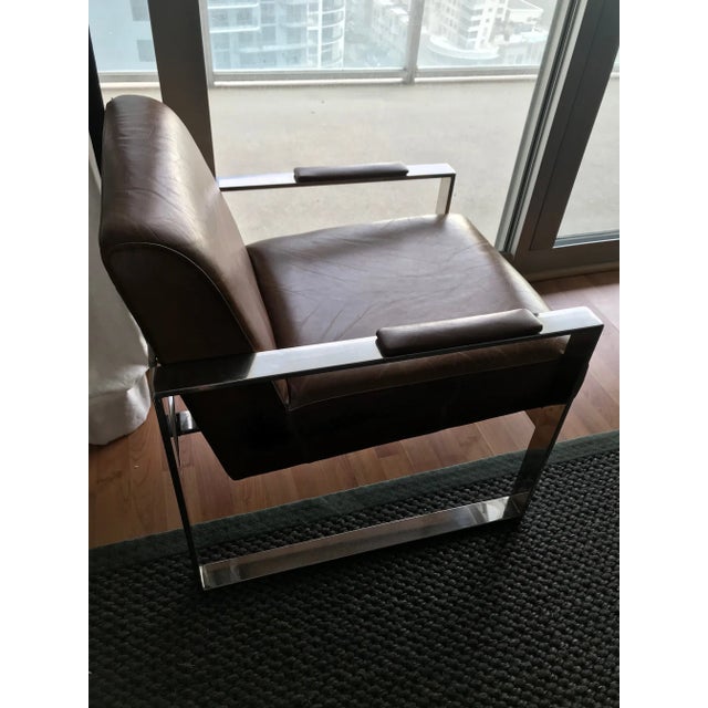 Industry West Brown Leather Bergman Chair For Sale In Miami - Image 6 of 7