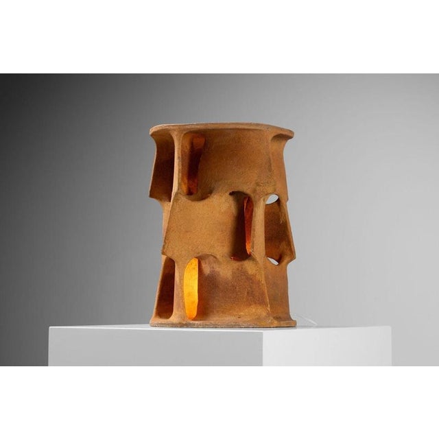 Gold Flamme Lamp in Terracotta by Guy Bareff, France, 1970s For Sale - Image 8 of 18