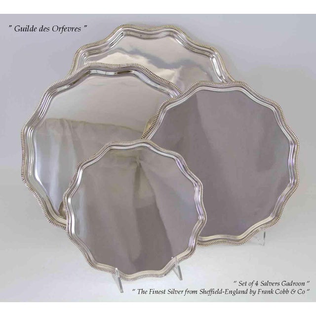 Silver 1970’s Vintage/New Silverplate Scallopped Edge Salver, Gadroon Mount For Sale - Image 8 of 10