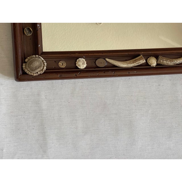 Wood Gorgeous Black Forest Antique Mirror With Antlers and Birrows For Sale - Image 7 of 7