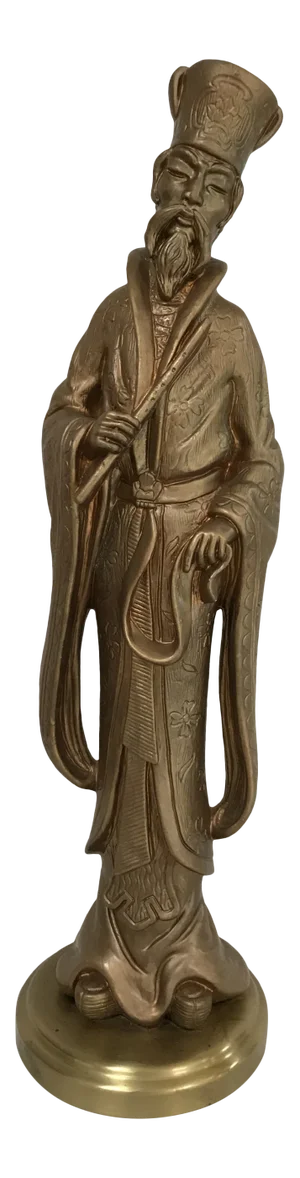 Hollywood Regency Gilded Chinoiserie Statue Wise Man