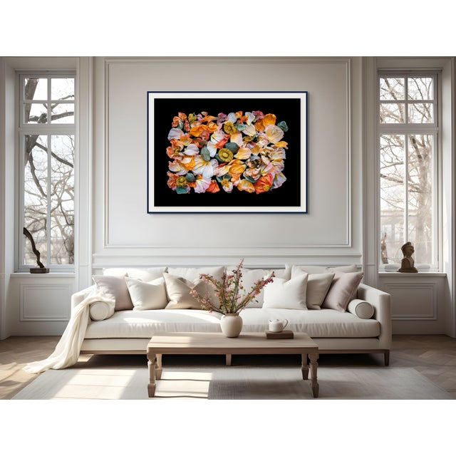 Contemporary Tray of Color Poppies Black Background For Sale - Image 3 of 7