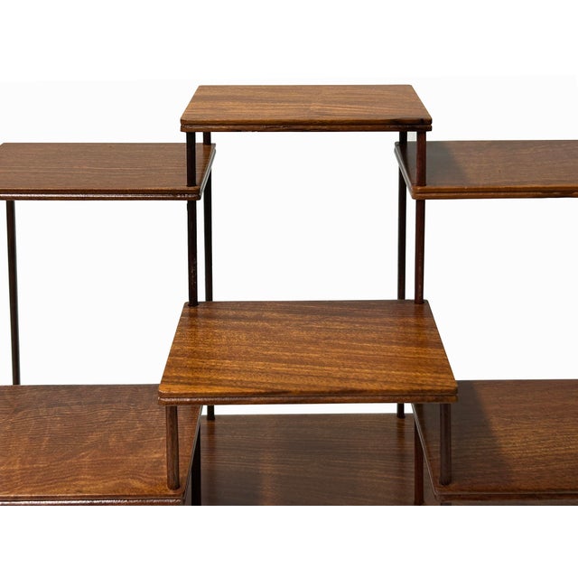 Wood Brown Wood Step Shape Table Top Curio Display Easel Stand For Sale - Image 7 of 8