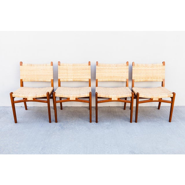 Hans Wegner Ch 31 Teak & Rattan Dining Chairs, Danish Mid Century Modern For Sale - Image 15 of 16