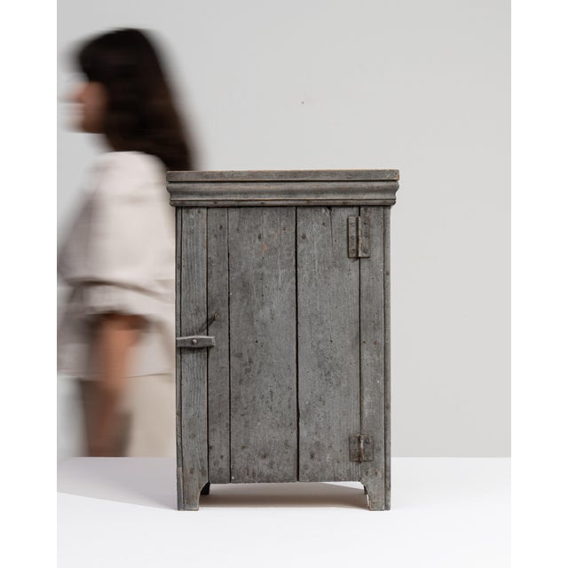 Early 20th Century Primitive Cabinet With Shelf Gray France Early 20th Century For Sale - Image 5 of 14